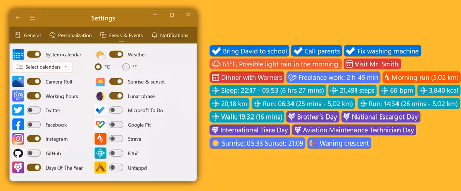 Diarium smart journal integrations with photos calendar fitness weather and social data